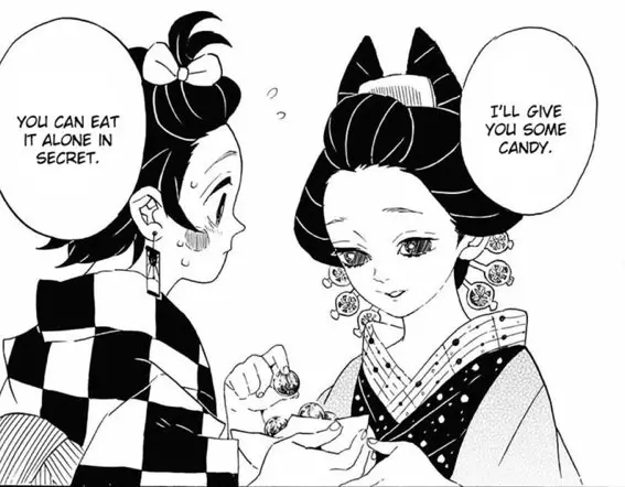 Koinatsu giving Tanjiro a candy